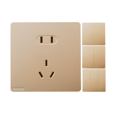 西门子86型一开五孔USB金色插座