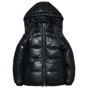 男士真皮羽绒防寒服头层绵羊皮皮衣脱卸帽修身短款冬季加厚外套步