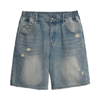 BD美式破洞牛仔短裤男宽松四分裤