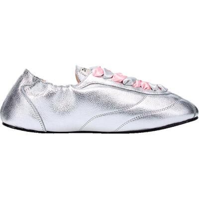 REPETTO丽派朵 Tennis Silk银色牛皮芭蕾风薄底德训运动鞋