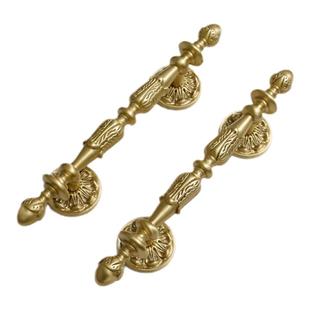 法式轻奢黄铜拉手衣柜抽屉厨房欧式金色高端纯铜门把手柜门铜拉手