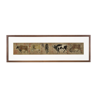 铜师傅 手工錾刻 铜雕画《五牛图（桌面）》书房办公桌装饰画