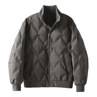 LUUD 潮牌字母小皮标针织立领羽绒服男士白鸭绒保暖防风夹克外套