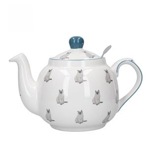 LondonPottery田园猫咪茶壶带滤网英式下午茶陶瓷茶壶1200ml茶壶