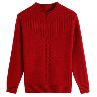 新款中年妈妈羊毛衫女秋冬加厚保暖胖mm大码套头针织打底羊绒毛衣