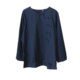 春秋季新款棉麻文艺男装盘扣中式上衣男款苎麻T恤中国风男装禅服