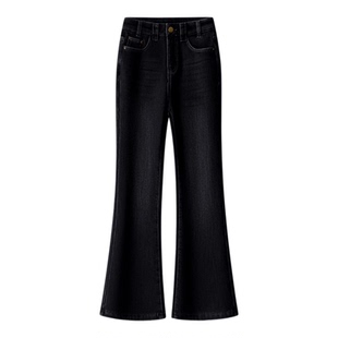 复古蓝微喇牛仔裤女秋冬季2025新款高腰今年流行小个子加绒喇叭裤