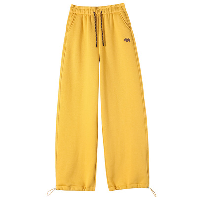 加绒阔腿弯刀裤女冬季2025新款卫裤束脚加厚保暖羊羔绒防风运动裤