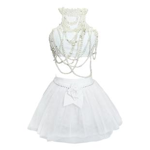 blankpink女团jennie金智妮同款打歌服 白色重工钉珠爵士表演出服