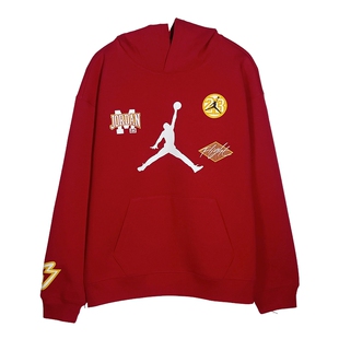 NIKE耐克Jordan卫衣童装26春季新款红色针织运动套头衫IU5377-687