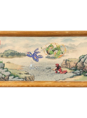 《丰缘三神》中国风宝可梦烈空坐固拉多盖欧卡创意国画装饰画摆件