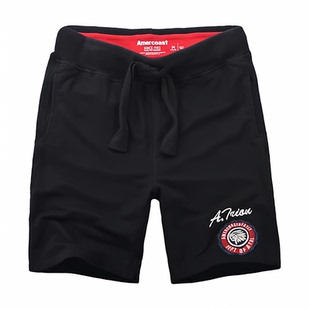 美洲海岸af短裤男夏季纯棉宽松五分裤休闲透气大码垂感卫裤沙滩裤