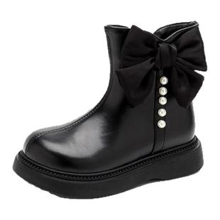 真皮女童鞋儿童公主马丁短靴2025秋冬季新款女孩加绒宝宝二棉皮靴