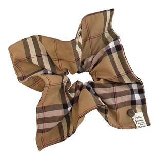 紫郡秋冬格纹方巾发圈法式慵懒森系扎马尾发绳高级感洋气头绳发饰