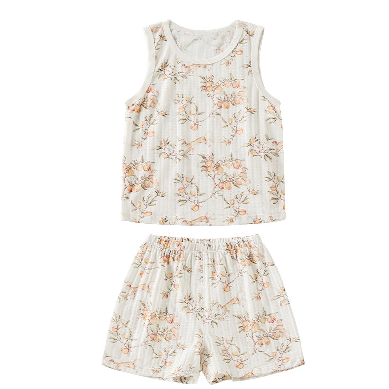 ELLE baby宝宝背心套装夏薄款纯棉儿童女童男童婴儿外穿无袖上衣