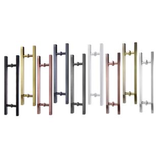 加厚不锈钢拉手玻璃门木门钛金大拉手大门把手雅黑色烤漆方管