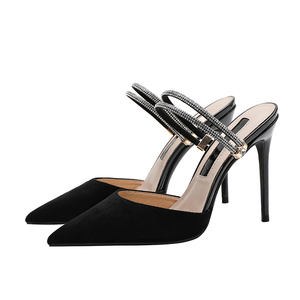 高跟拖鞋2025夏新款时尚百搭尖头性感细跟包头凉拖鞋女外穿10厘米