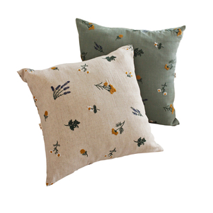 日式刺绣抱枕套亚麻薰衣草轻奢车用靠垫民宿靠枕田园客厅沙发抱枕