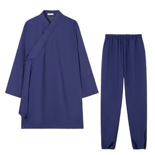 斜襟三清领武当道服道袍秋冬女装居士道士服装男春秋亚麻加厚绒款