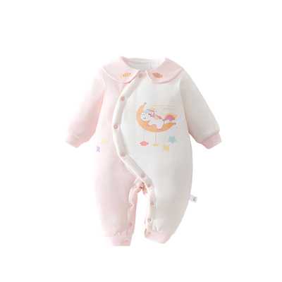 婴儿夹棉连体衣秋冬季120g加棉加厚新生儿衣服男女宝宝哈衣爬爬服