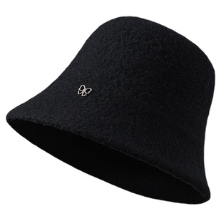 玖慕纯羊毛针织盆帽女秋冬百搭大头围加厚保暖护耳水桶渔夫帽子