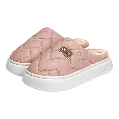 朴西冬季新款防水皮革棉拖