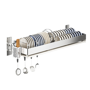 不锈钢厨房置物架壁挂式碗碟收纳架水槽上墙碗盘子沥水架挂壁碗架