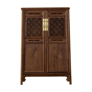 洪林坊宋式美学面条柜茶室书房北美黑胡桃木实木榆木圆角柜