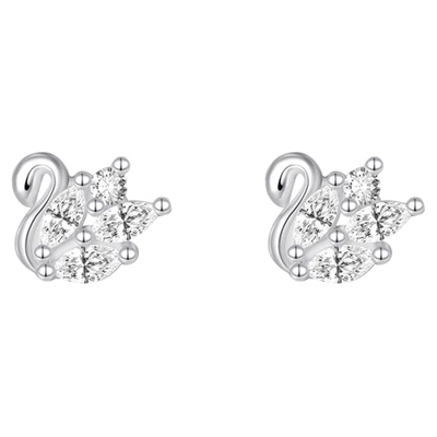 JXRXs999纯银小天鹅耳钉女2025新款爆款螺丝拧扣耳环养耳洞耳饰