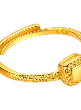 沙金新款小方糖麻花戒指镀金时尚