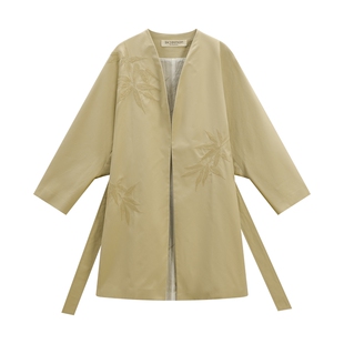 EXCEPTION例外女装2026春季新品裁片仿手绣花工艺宽松风衣外套女