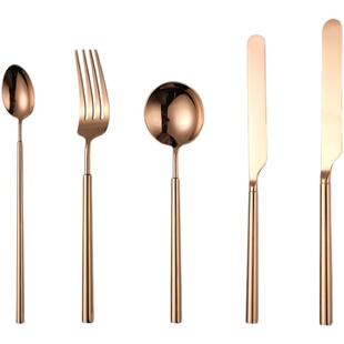 北欧ins玫瑰金不锈钢304牛排刀叉勺三件套西餐餐具套装甜品叉勺子