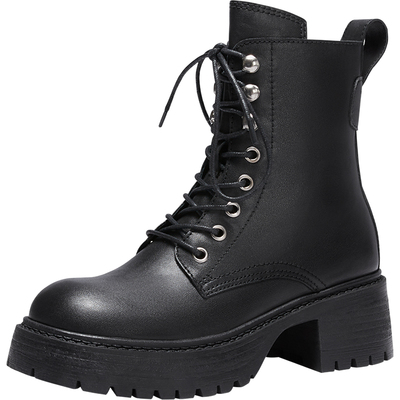 粗跟圆头时尚休闲马丁靴