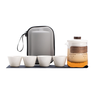 玻璃旅行茶具便携式陶瓷快客杯个人专用随身包套装户外功夫泡茶壶