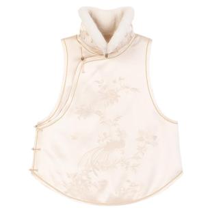 云仙锦凤丨一城风絮丨民国风元宝领凤穿牡丹绣花醋酸缎厚马夹