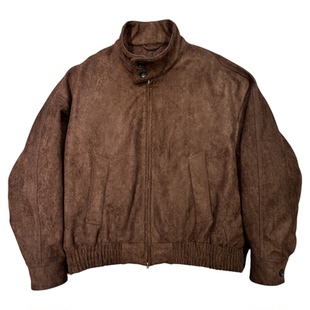 潮牌冬季鹿皮绒立领羽绒服男复古高级感宽松青年短款羽绒夹克外套