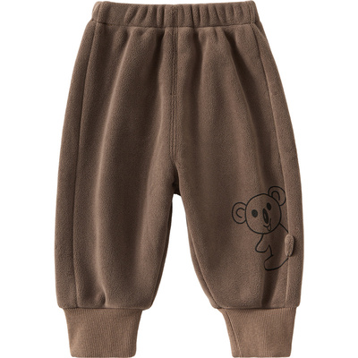 宝宝双面绒保暖卡通休闲裤秋冬