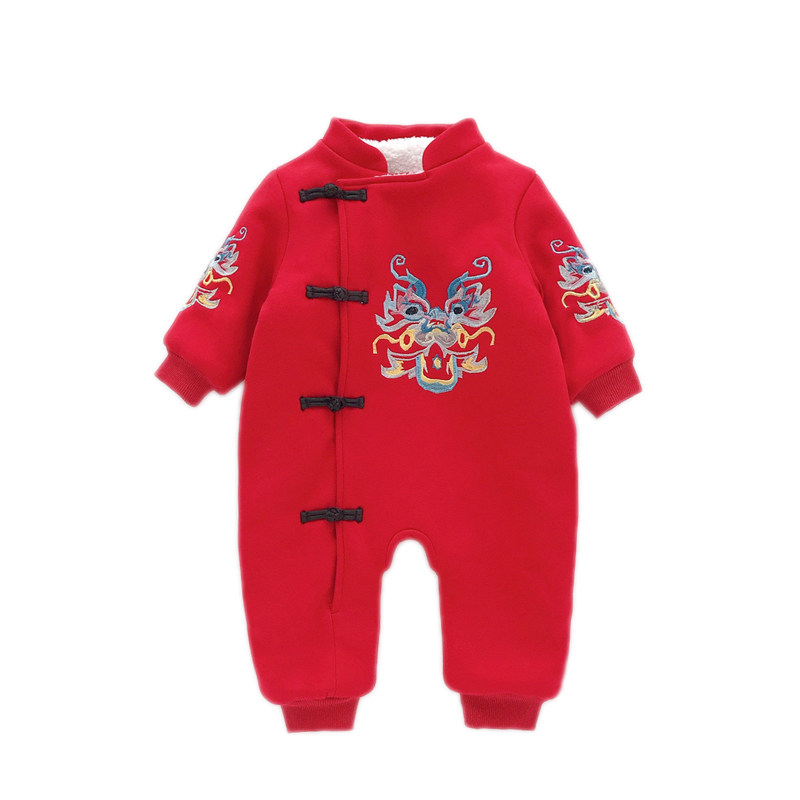 婴儿冬款连体哈衣宝宝过年衣服
