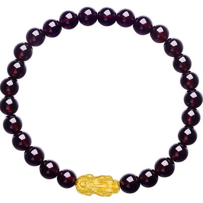 周六福女款石榴石貔貅手串黄金