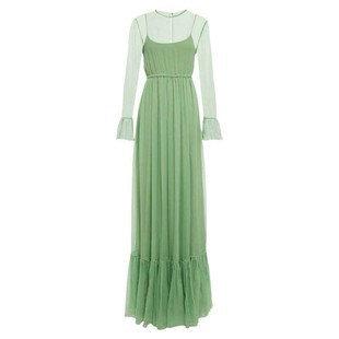 仙气显白薄荷绿连衣裙假两件修身气质长裙拍照好看的现货约会裙子