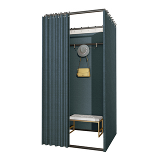 服装店展示架子商场卖场组装简易移动试衣间门帘更衣室换衣间落地