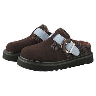 millies妙丽勃肯鞋女鞋厚底包头拖鞋舒适保暖加绒休闲外穿半拖鞋