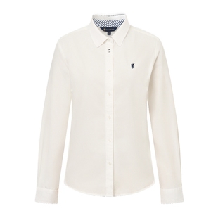 【100%纯棉】POLOWALK女式长袖衬衫2026春季新品翻领收腰开衫上衣