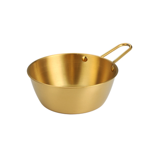 不锈钢韩式带把金色小黄碗火锅蘸料碗冰粉凉粉碗商用创意小吃餐碗