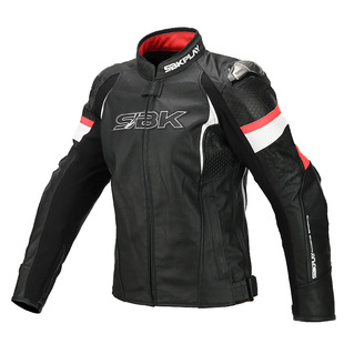 清仓SBK女款牛皮夹克摩托车修身短款机车服四季防摔休闲皮衣