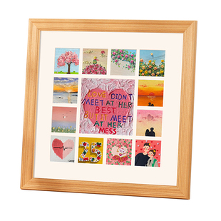 实木油画棒四九13宫格画框装裱diy生日挂墙专用10x10保存展示相框