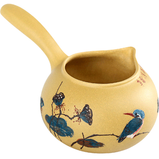 宜兴紫砂公道杯茶具纯手工侧把泥绘公杯茶漏分茶器功道公平分茶杯