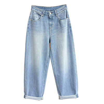 N货！莱卡高腰牛仔老爹裤