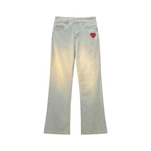 查尔斯桃心微喇弯刀牛仔裤男款美式高街直筒宽松2026新款休闲长裤