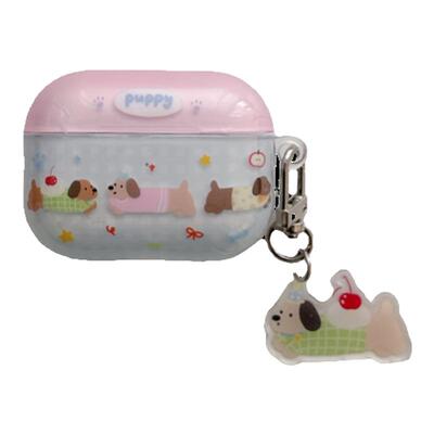 韩国卡通可爱腊肠狗适用苹果耳机保护套airpodspro2无线蓝牙耳机壳三代airpod4盒二代ipod耳机套airpods3硅胶
